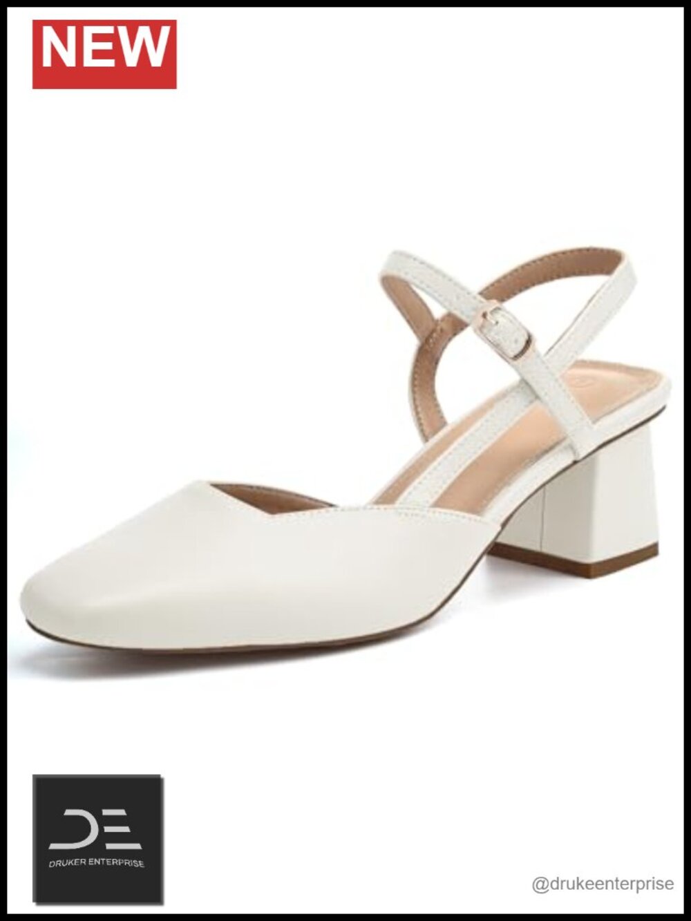 Slingback Chunky Low Heel Closed Square Toe Dress Pumps